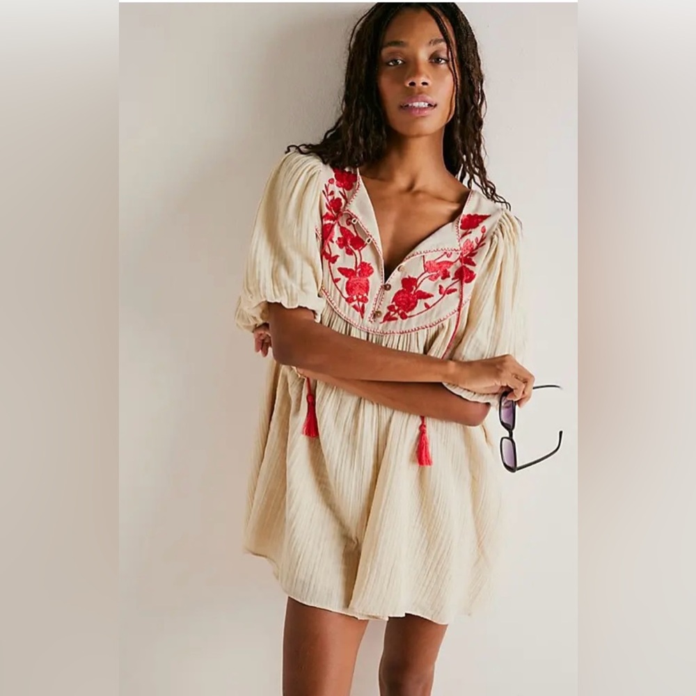Free People Rosa Linda Embroidered Mini Dress